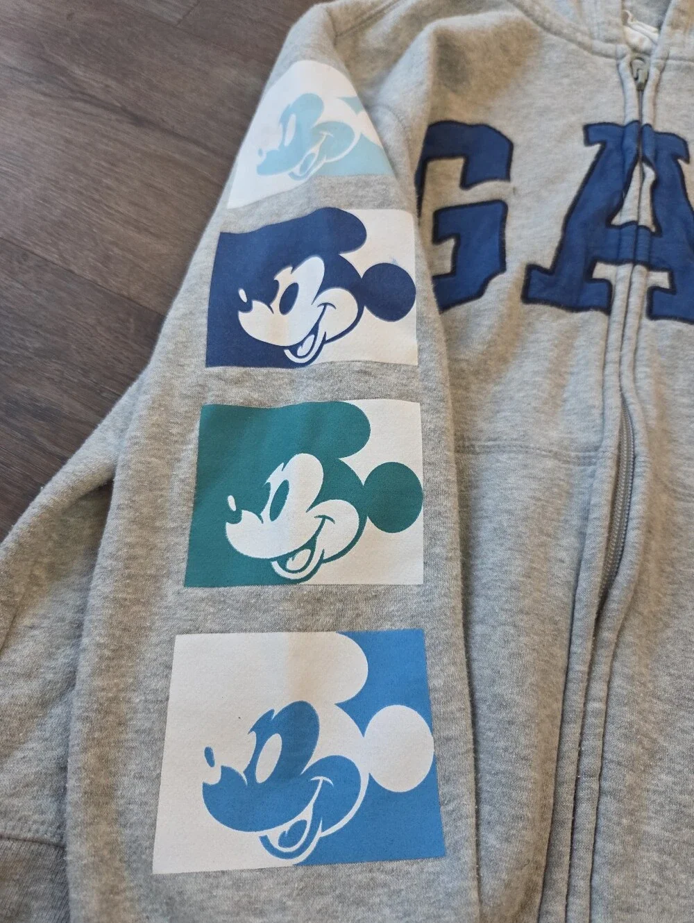 GAP Kids x Disney Grey Mickey Mouse Sweatshirt, Spell Out Letters Embroidered